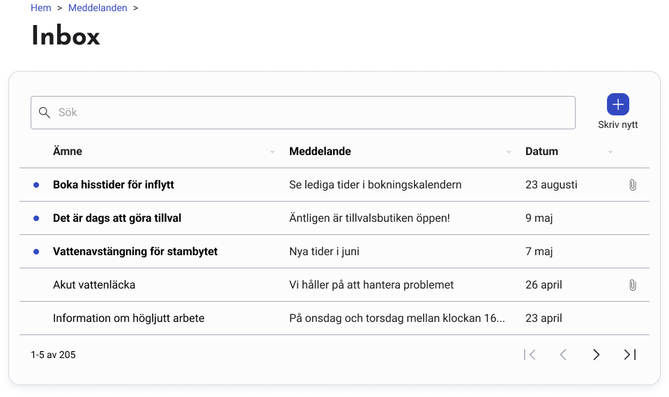 HomeRuns meddelandefunktion