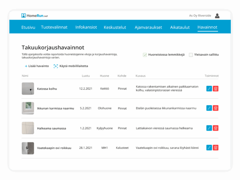Vika ja puutehallinta jäänyt jälkeen? Hallitse puutteet ja viat Homerun Asukastarkastus-työkalulla